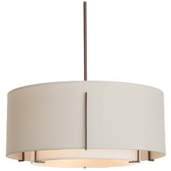 Exos Bronze Large Double Shade Pendant With Natural Anna &#38; Flax Shades