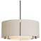 Exos Double Shade Pendant - Black - Natural & Flax Shades - Standard He