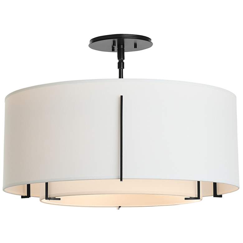 Image 1 Exos Double Shade Semi-Flush - Black Finish - Natural Shades