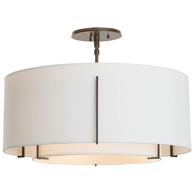 Image 1 Exos Double Shade Semi-Flush - Dark Smoke Finish - Natural Shades