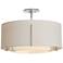 Exos Double Shade Semi-Flush - Platinum Finish - Natural & Flax Shades