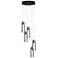 Exos Glass 13.5" Wide 5-Light Black Standard Pendant With Clear Glass