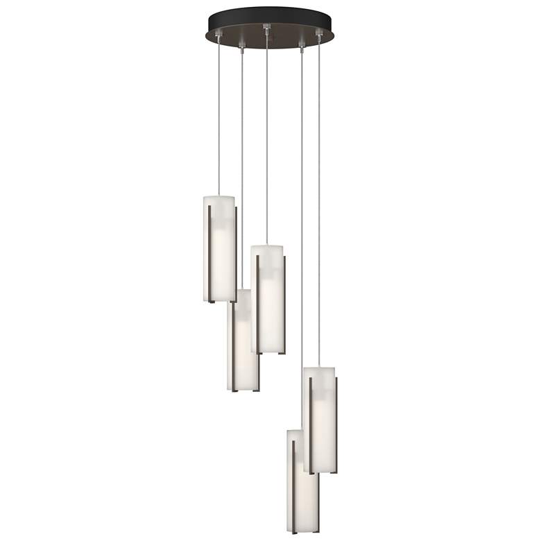 Image 1 Exos Glass 13.5" Wide 5-Light Bronze Standard Pendant With Opal Glass 