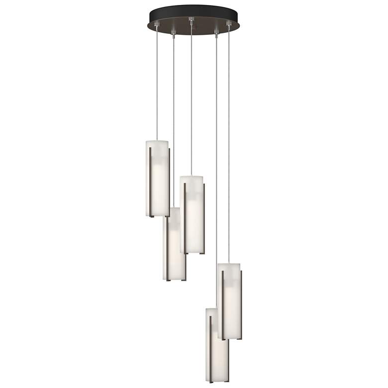 Image 1 Exos Glass 13.5" Wide 5-Light Bronze Standard Pendant With Opal Glass