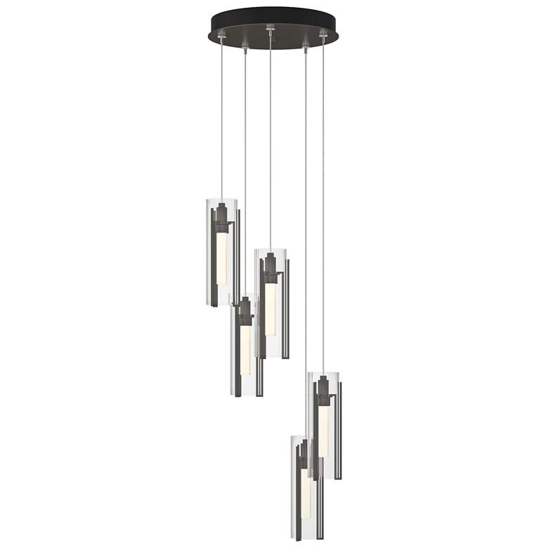 Image 1 Exos Glass 13.5" Wide 5-Light Dark Smoke Standard Pendant w/ Clear Sha