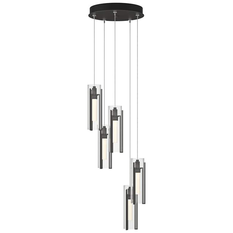 Image 1 Exos Glass 13.5" Wide 5-Light Natural Iron Standard Pendant w/ Clear S