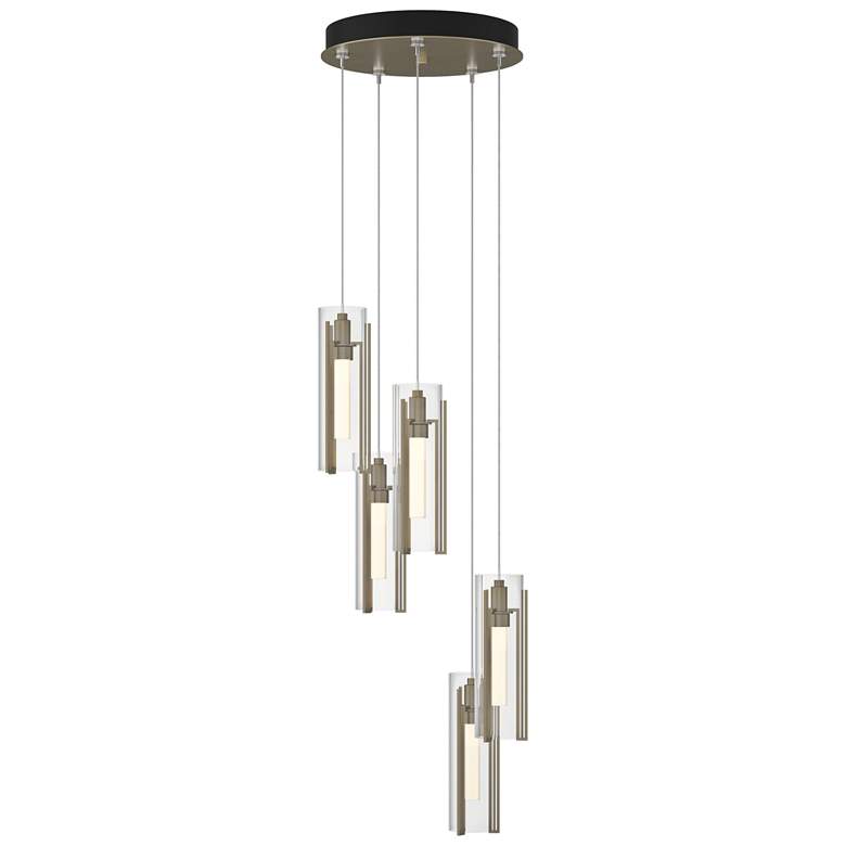 Image 1 Exos Glass 13.5" Wide 5-Light Soft Gold Standard Pendant w/ Clear Shad