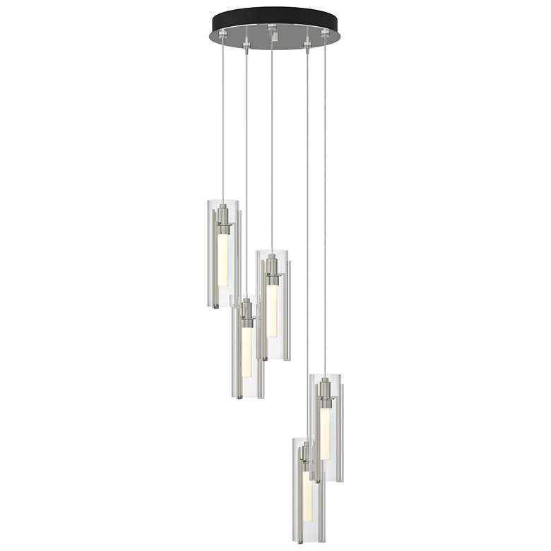 Image 1 Exos Glass 13.5" Wide 5-Light Sterling Standard Pendant w/ Clear Shade