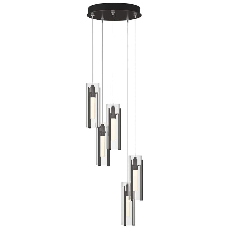 Image 1 Exos Glass 13.5"W 5-Light Oil Rubbed Bronze Standard Pendant w/ Clear
