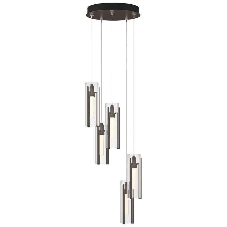 Image 1 Exos Glass 5-Light 13.5" Wide Bronze Long Pendant With Clear Glass Sha