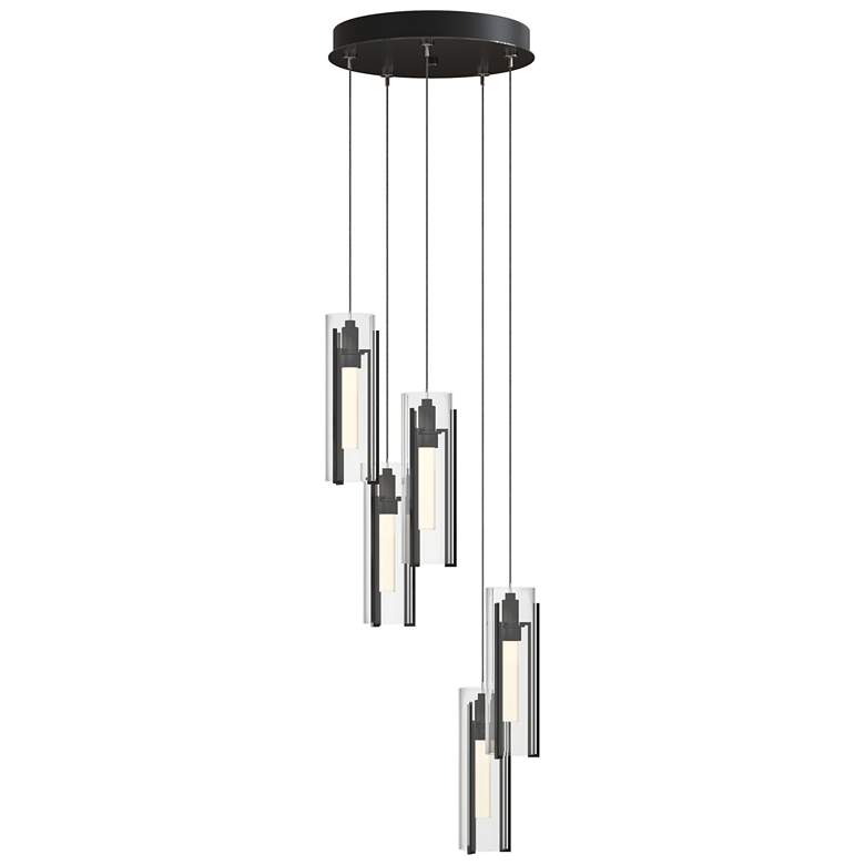 Image 1 Exos Glass 5-Light 13.5 inch Wide Ink Long Pendant With Clear Glass Shade