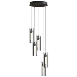 Exos Glass 5-Light 13.5&quot; Wide Ink Long Pendant With Clear Glass Shade