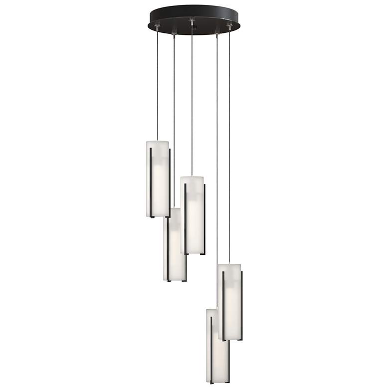 Image 1 Exos Glass 5-Light 13.5" Wide Ink Long Pendant With Opal Glass Shade