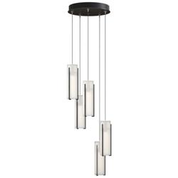 Exos Glass 5-Light 13.5&quot; Wide Ink Long Pendant With Opal Glass Shade