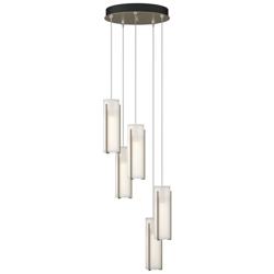 Exos Glass 5-Light 13.5&quot; Wide Soft Gold Long Pendant With Opal Glass S