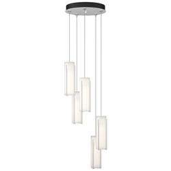 Exos Glass 5-Light 13.5&quot; Wide White Long Pendant With Opal Glass Shade
