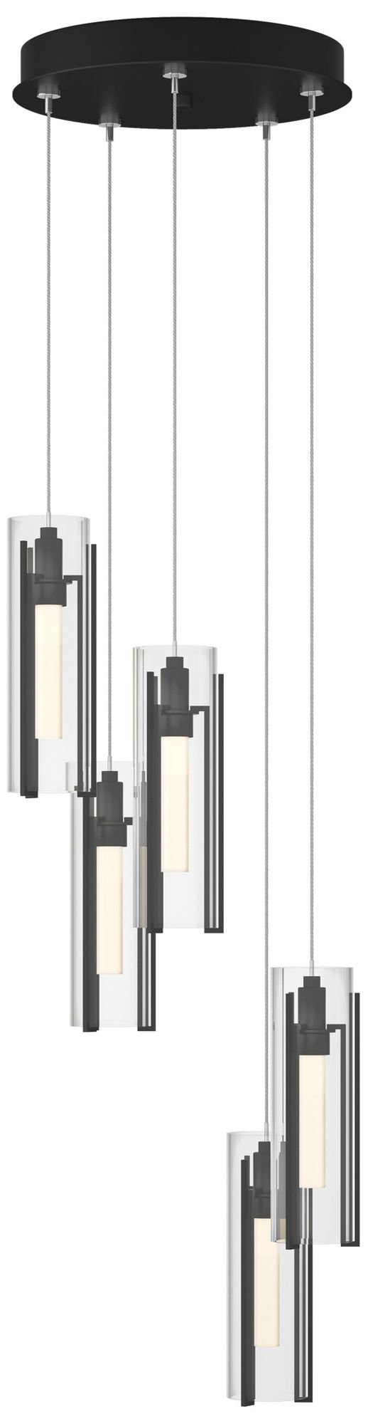 Exos Glass 5-Light 13.5"W Black Long Pendant w/Glass Shad Made to Orde