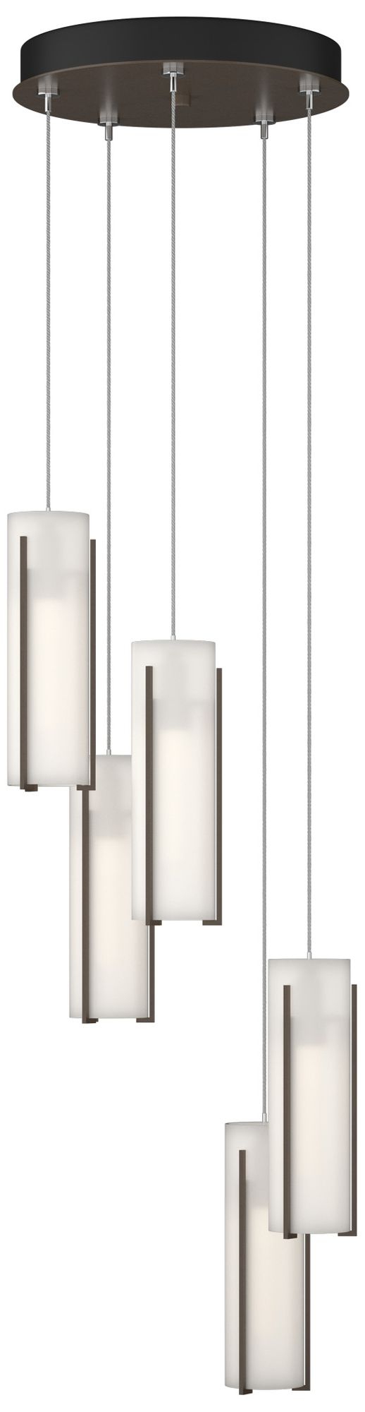 Exos Glass 5-Light 13.5"W Bronze Long Pendant w/Opal Glass Made to Ord
