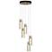 Exos Glass 5-Light 13.5"W Modern Brass Long Pendant w/ Clear Glass Sha