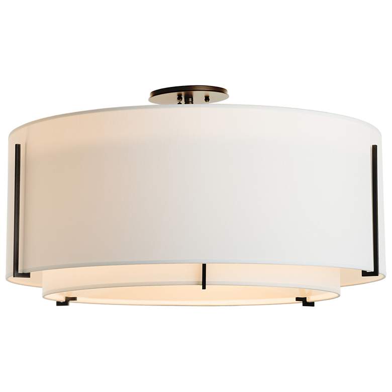 Image 1 Exos Large Double Shade Semi-Flush - Black Finish - Natural Shades