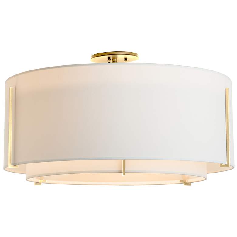 Image 1 Exos Large Double Shade Semi-Flush - Modern Brass Finish - Natural Shades