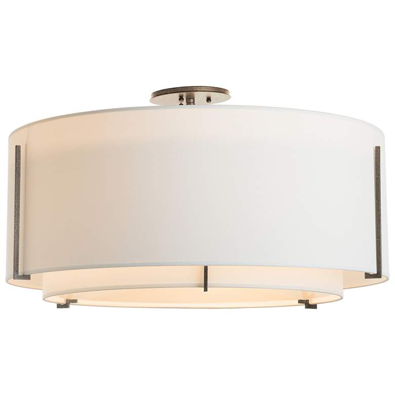 Image 1 Exos Large Double Shade Semi-Flush - Natural Iron Finish - Natural Shades