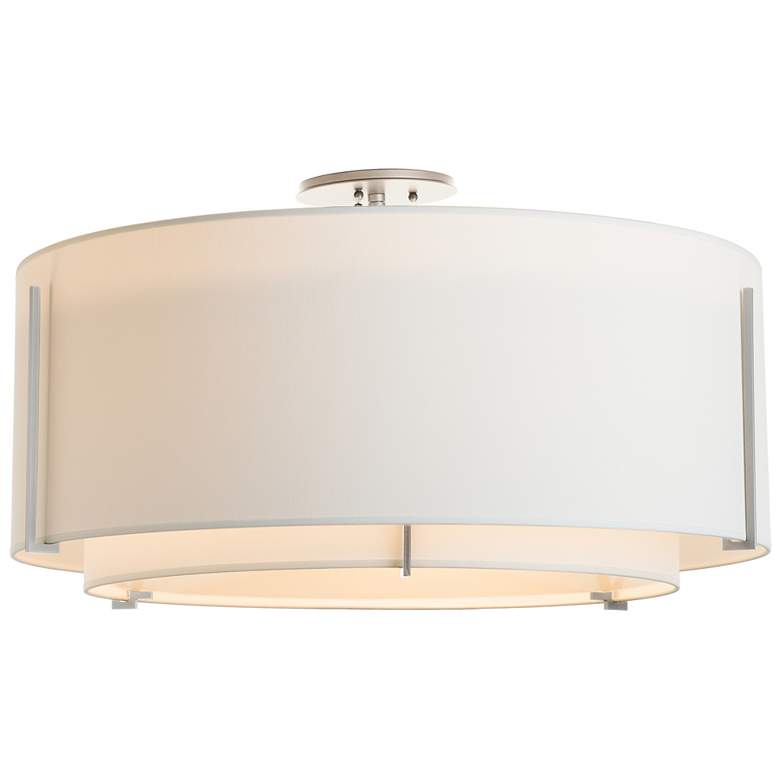 Image 1 Exos Large Double Shade Semi-Flush - Platinum Finish - Natural Shades