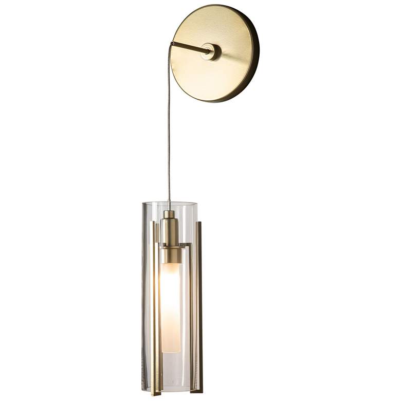Image 1 Exos Mini Modern Brass Low Voltage Sconce With Clear Glass