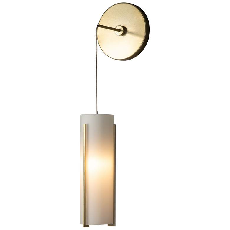 Image 1 Exos Mini Modern Brass Low Voltage Sconce With Opal Glass