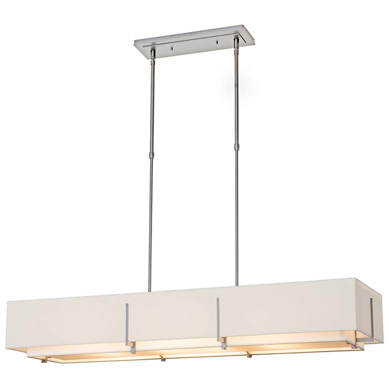 Image 1 Exos Rectangular Pendant - Platinum - Natural & Linen Shades - Standard