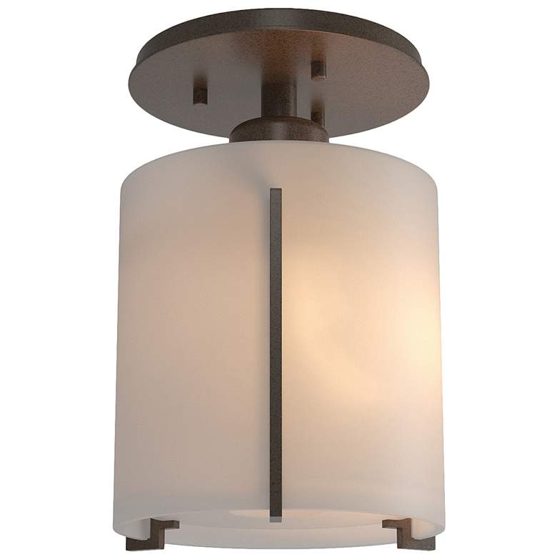 Image 1 Exos Round Semi-Flush - Bronze Finish - Opal Glass