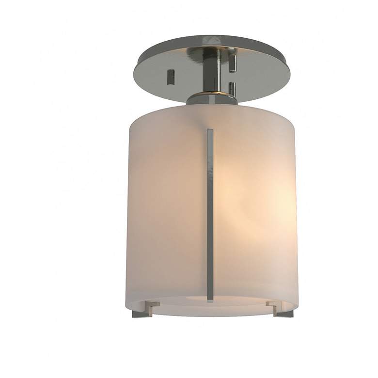 Image 1 Exos Round Semi-Flush - Sterling Finish - Opal Glass