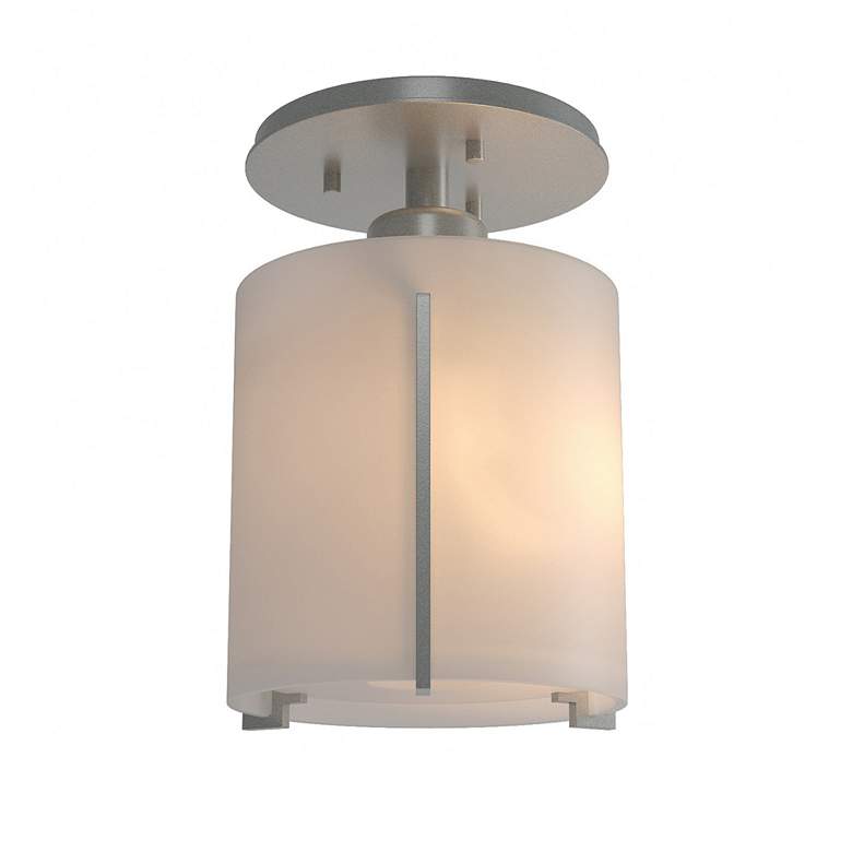 Image 1 Exos Round Semi-Flush - Vintage Platinum Finish - Opal Glass