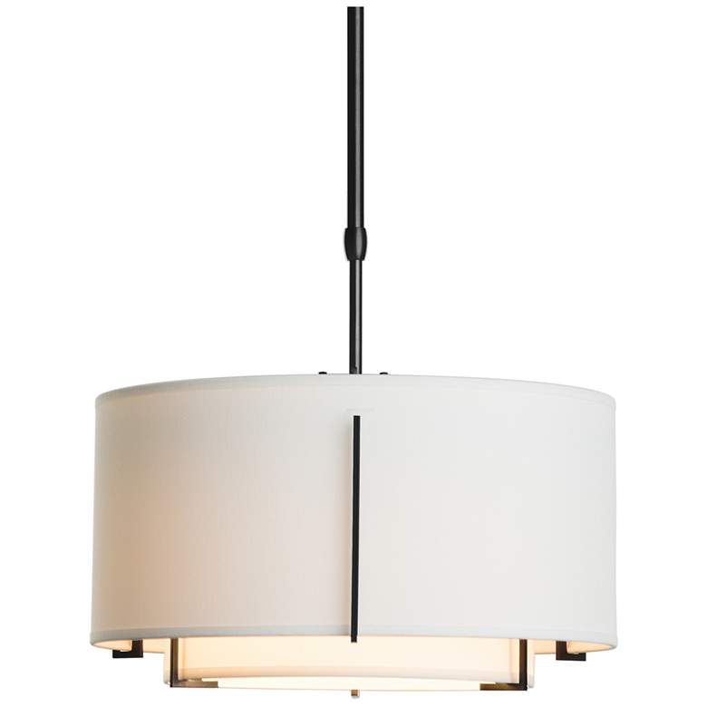 Image 1 Exos Small Double Shade Pendant - Black - Natural Shades - Standard Height
