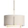 Exos Small Double Shade Pendant - Brass - Natural & Flax Shades - Stand