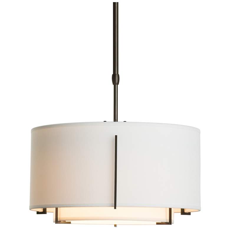 Image 1 Exos Small Double Shade Pendant - Bronze Finish - Natural Shades - Standard