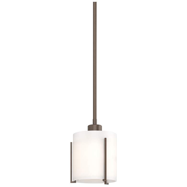 Image 1 Exos Small Mini Pendant - Bronze Finish - Opal Glass
