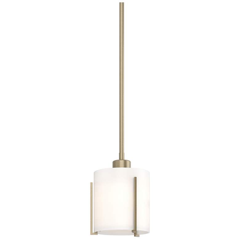 Image 1 Exos Small Mini Pendant - Soft Gold Finish - Opal Glass