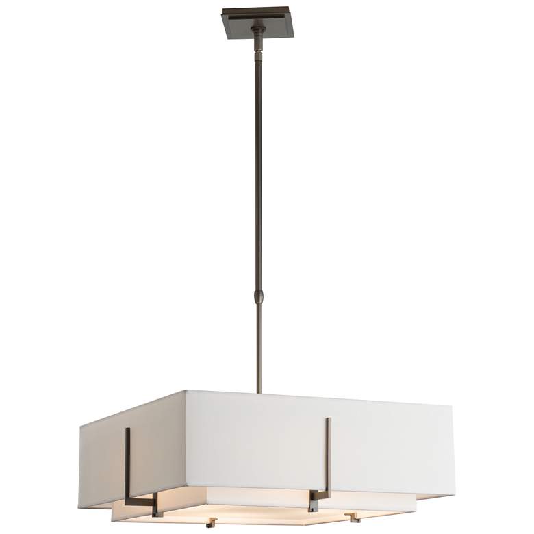 Image 1 Exos Square Double Shade Pendant - Smoke - Natural Shades - Standard Height