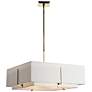 Exos Square Large Double Shade Pendant - Brass - Natural Shades - Standard