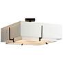 Exos Square Large Double Shade Semi-Flush - Black Finish - Natural Shades