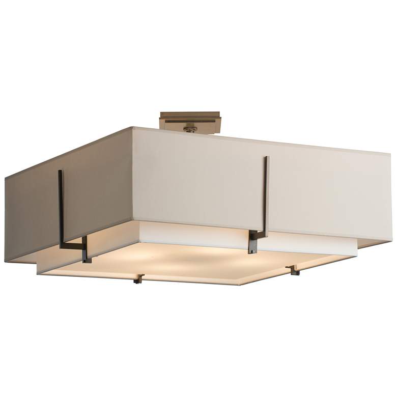 Image 1 Exos Square Large Double Shade - Smoke Finish - Natural & Flax Shades