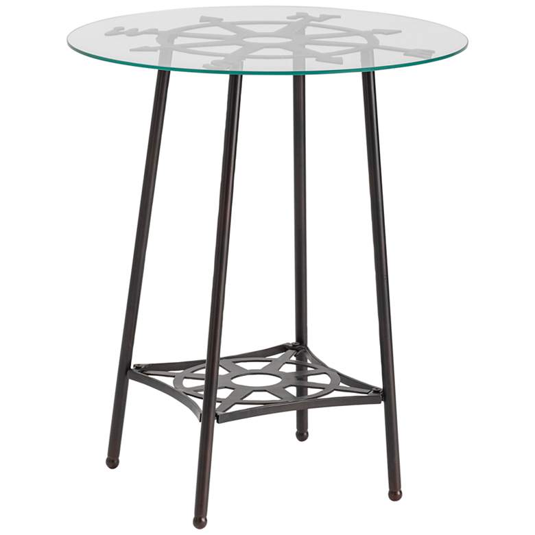 Image 1 Explorer 20 inch Wide Black Iron and Glass Round End Table