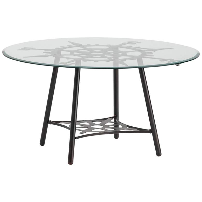 Image 1 Explorer 36 inch Wide Black Iron and Glass Round Cocktail Table