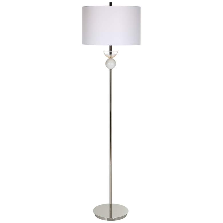 Image 1 Exposition Polished Nickel w/ Marble and Crystal Floor Lamp