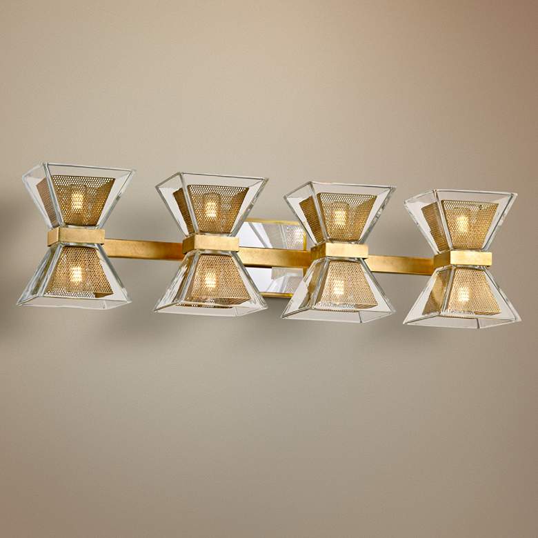 Image 1 Expression 27 1/2" Wide Gold Leaf 8-Light LED Bath Light