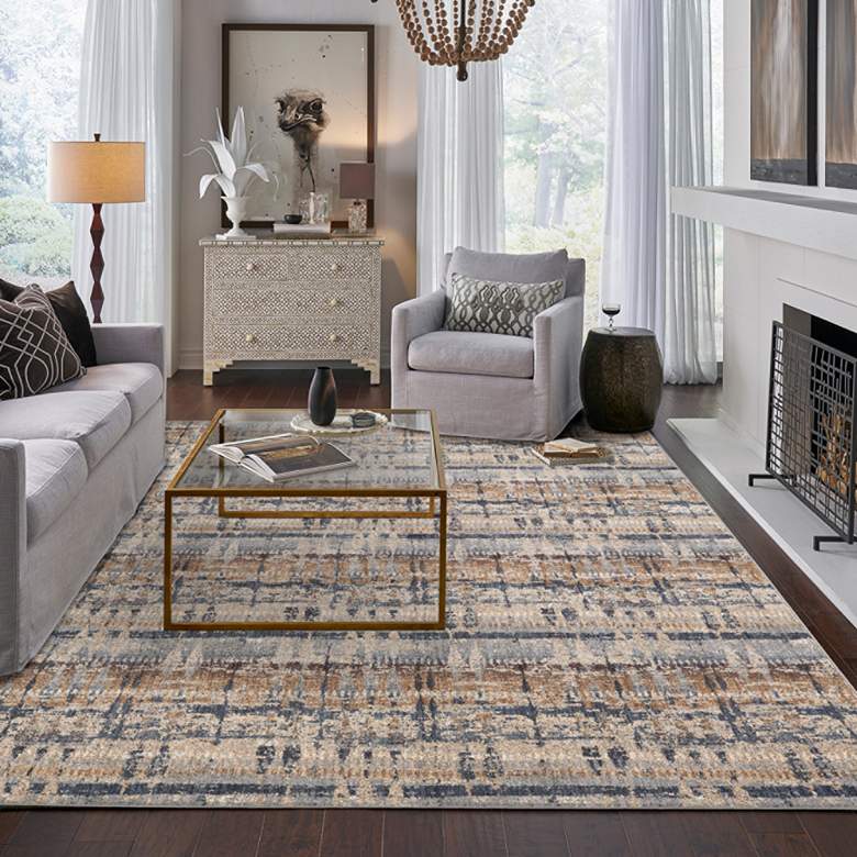 Image 1 Expressions 91675 5&#39;3 inchx7&#39;10 inch Kaleidoscopic Denim Area Rug