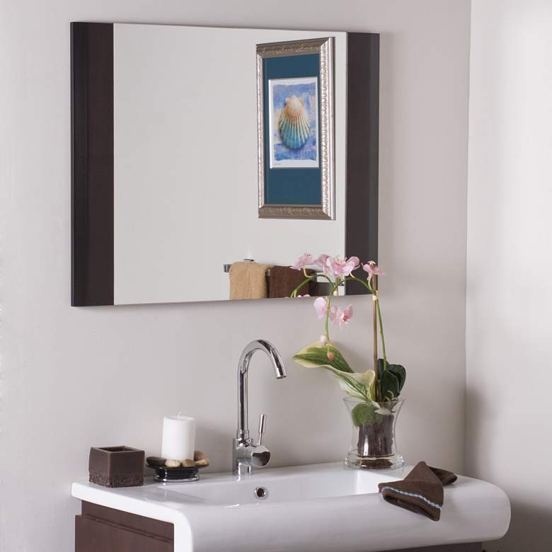 Image 1 Expresso Wood 31 1/2 inch x 23 1/2 inch Rectangular Wall Mirror