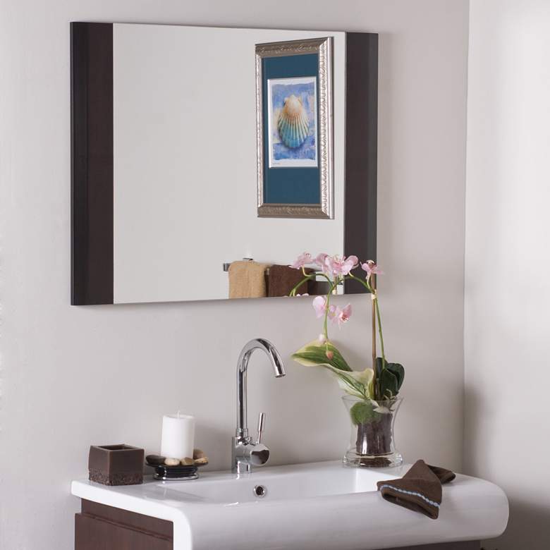 Image 1 Expresso Wood 31 1/2" x 23 1/2" Rectangular Wall Mirror