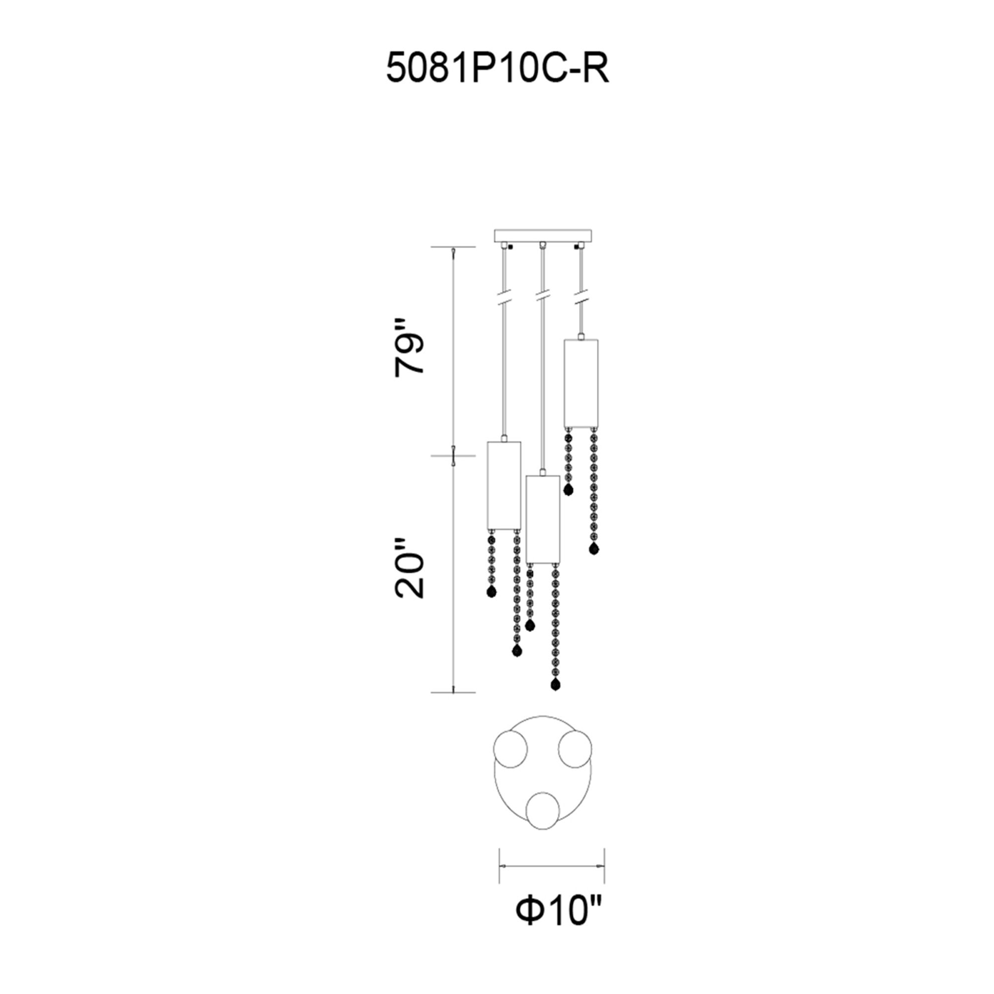 Image 4 Extended 3 Light 10in Chrome Down Mini Pendant more views